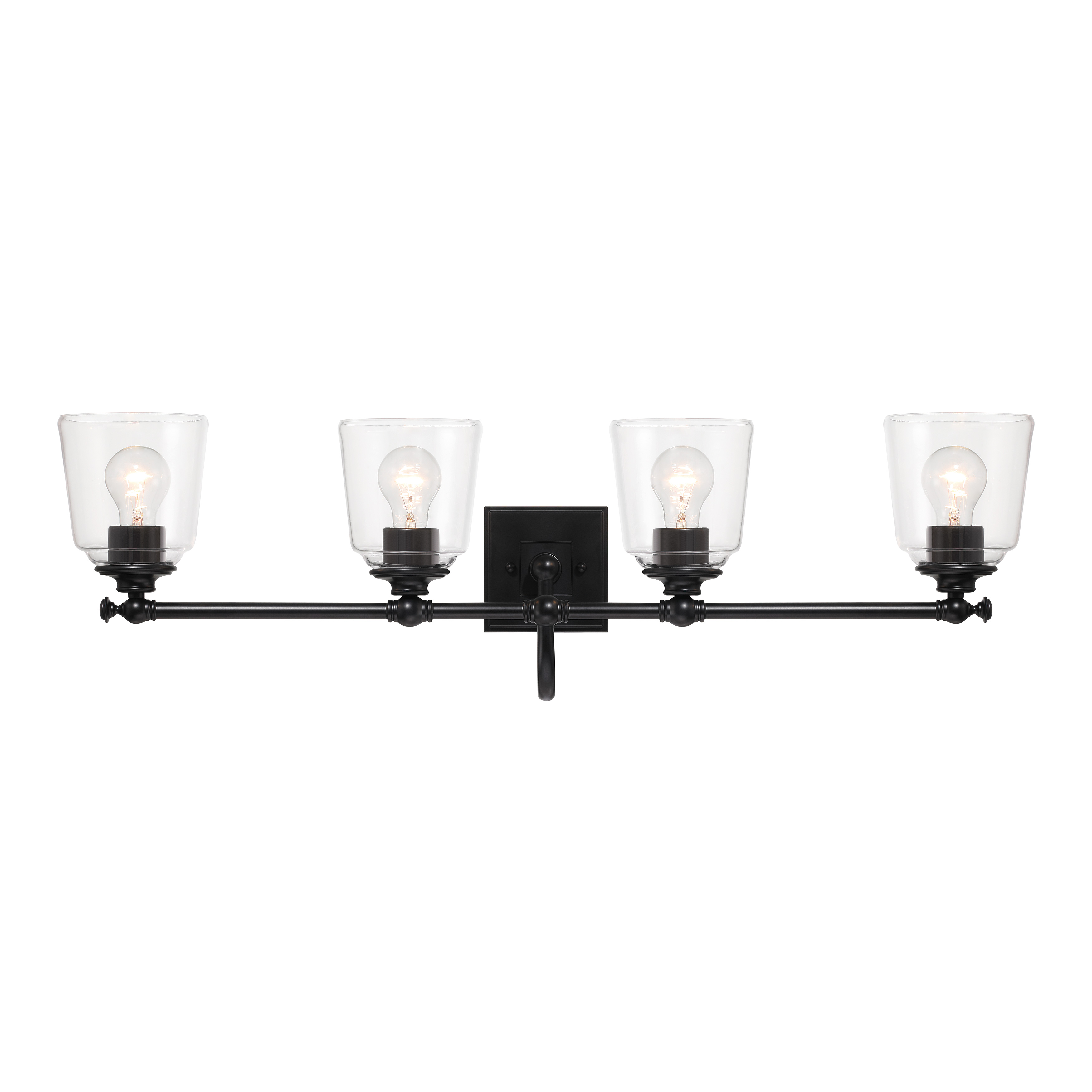 The Antonia 4-Light Vanity delivers contemporary style with its clean lines and dramatic coal black finish. At 35 inches wide, it provides ample illumination for medium to large vanities while making a bold design statement. - alternate view