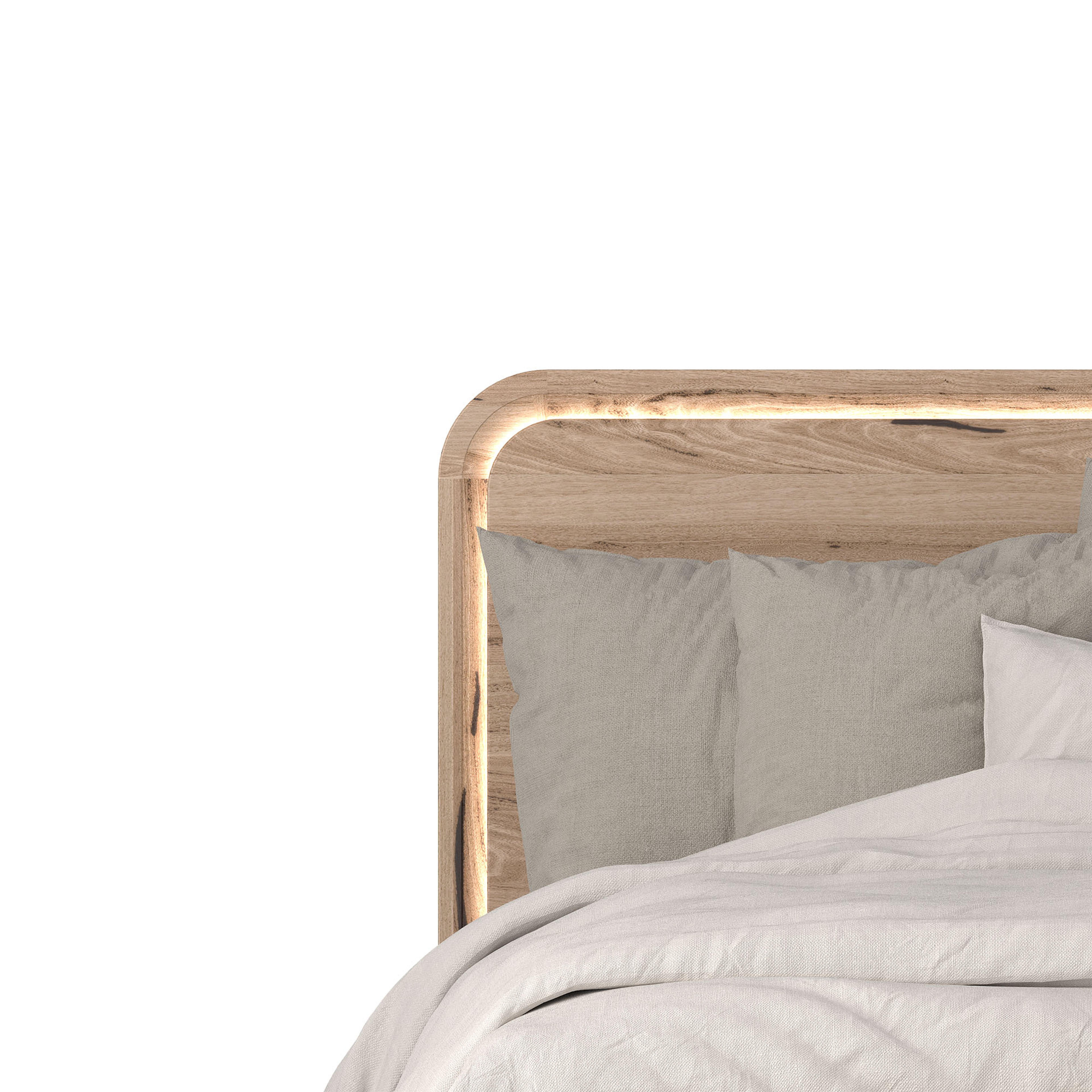 Detail image of the  Lena Bed Frame, W/ Led Headboard, Natural from Forty Winks