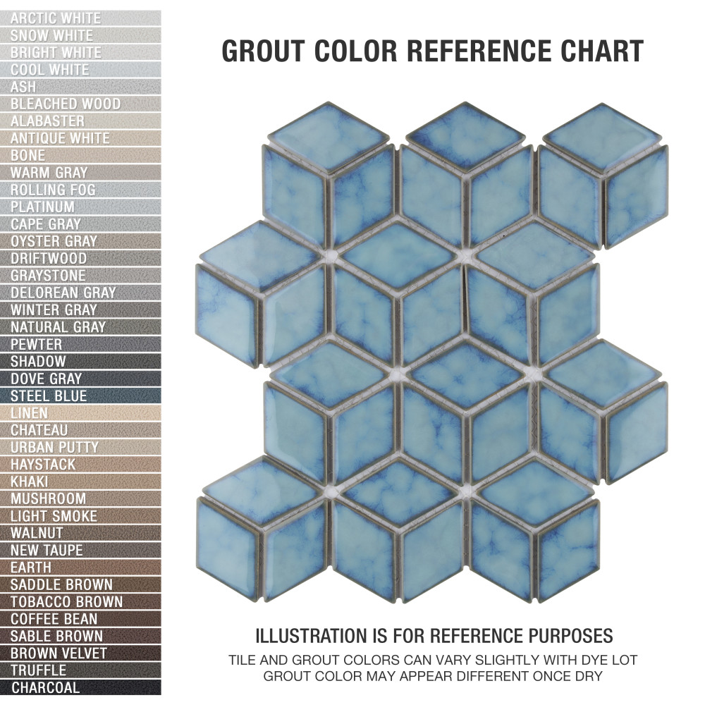 Hudson Rhombus Marine 10-1/4 in. x 11-3/4 in. Porcelain Mosaic Tile