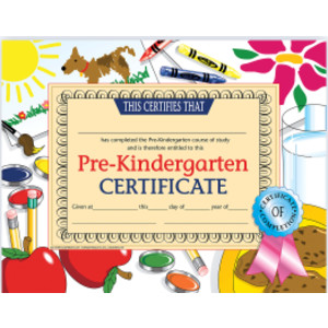 Pre-Kindergarten Certificate, 8.5" x 11", Pack of 30