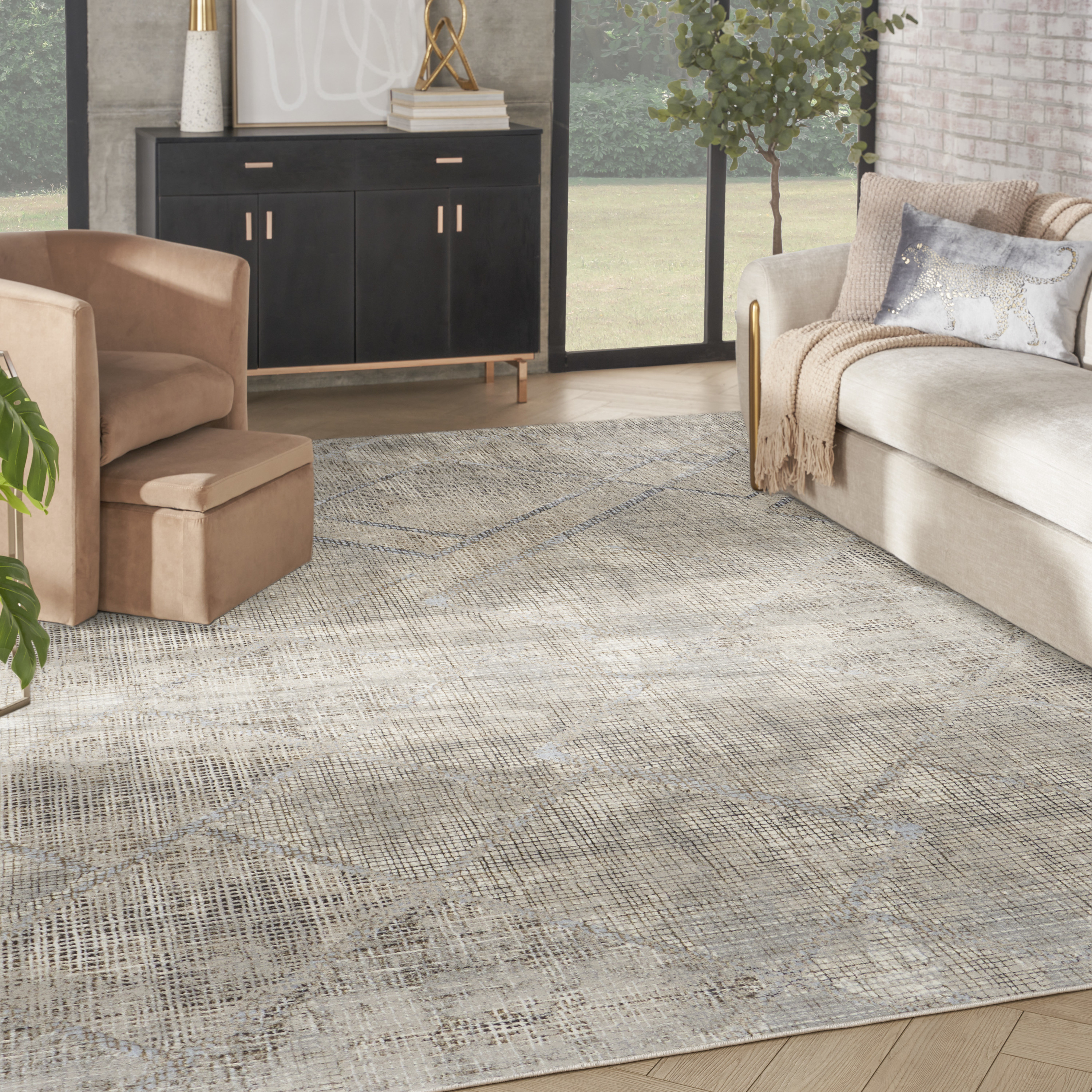 Nourison Sparkle 7'10" x 9'10" Grey Modern Indoor Rug