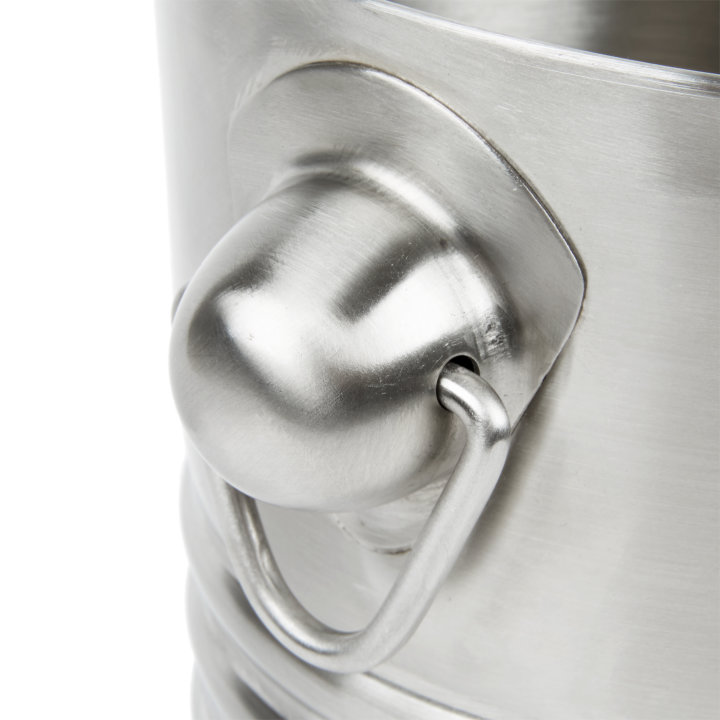 2 1/10-quart stainless steel double-wall wine bucket in satin finish with ring handles