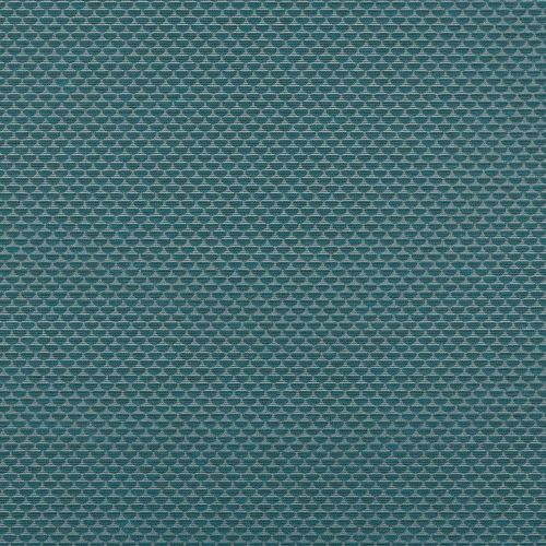 Teal woven fabric with dense small light-gray triangular motifs, lying flat to display a tight weave; close-up view under even neutral lighting, filling the frame.