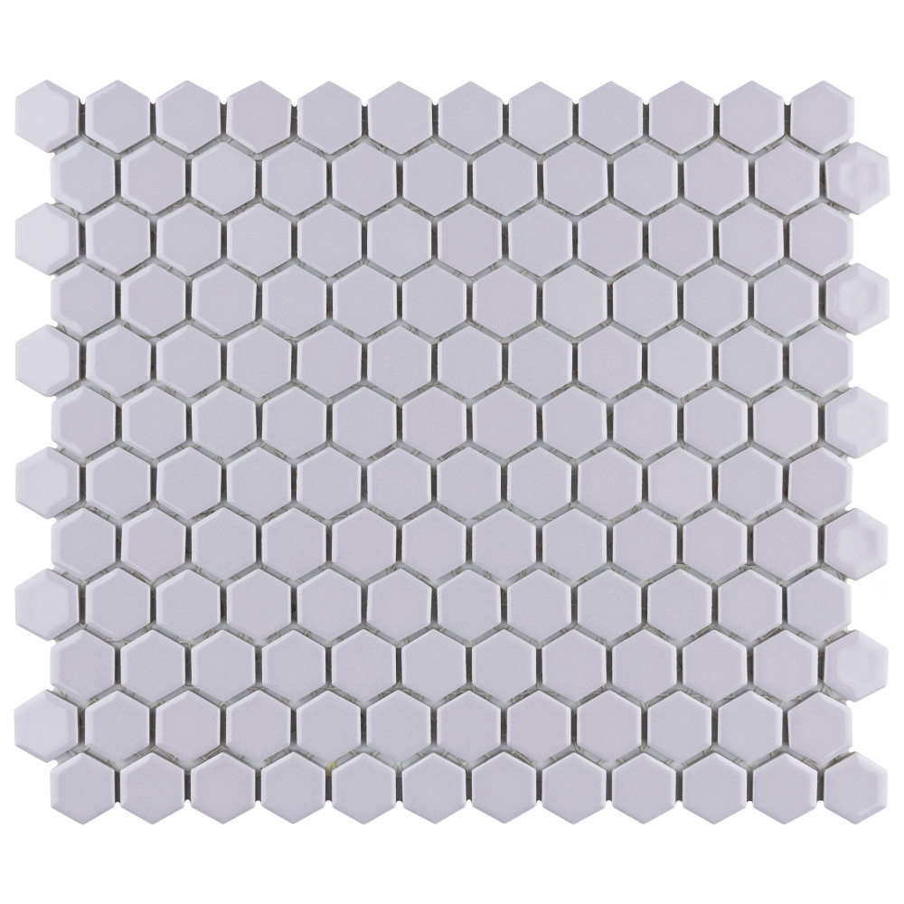 Sample – Metro 1″ Hex Glossy Lavender Porcelain Mosaic Tile