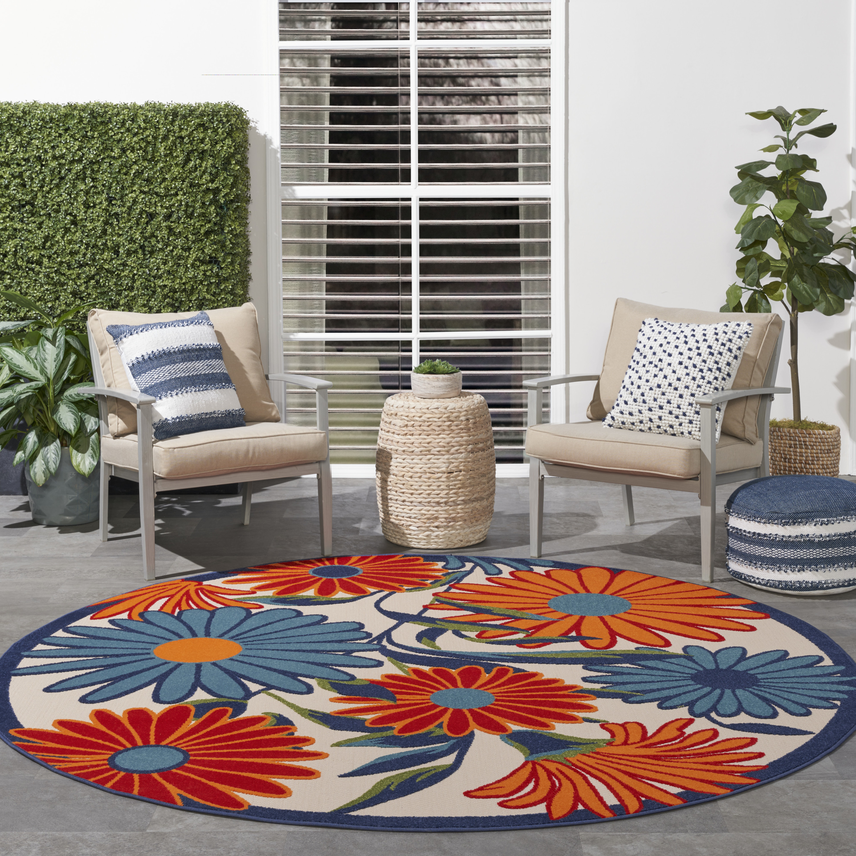Nourison Aloha 10' x Round Multicolor Contemporary Rug