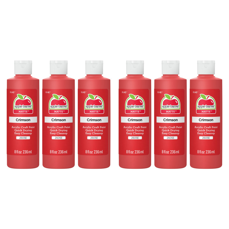 Acrylic Paint Matte, 8oz., Crimson, Pack of 6