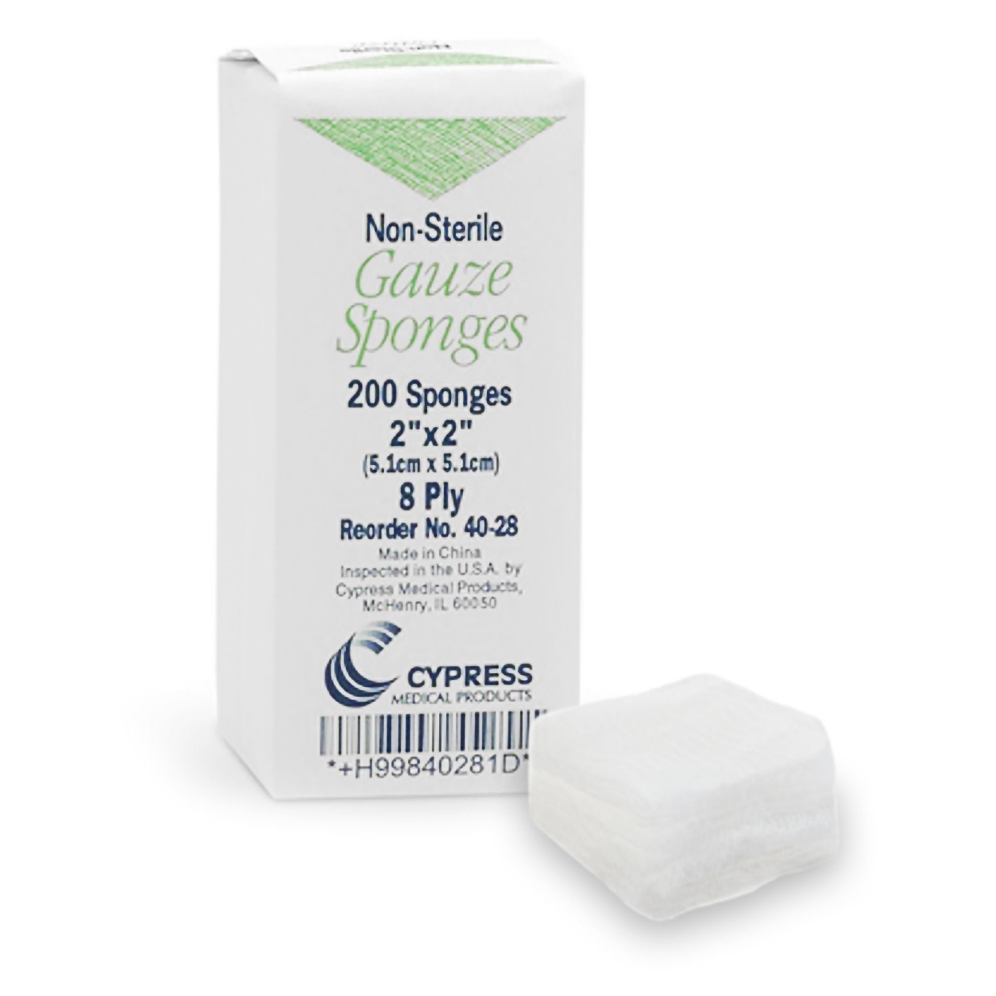 Cypress Gauze Sponge, 2 x 2 Inch, Eight Ply