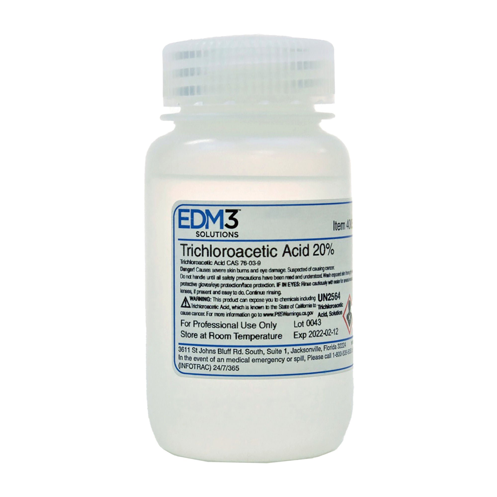 Histology Reagent Trichloroacetic Acid Organic Acid 20% 4 oz.