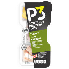 P3 Portable Protein Pack Turkey, Ham Cheddar Cheese, 2.3 oz Tray
