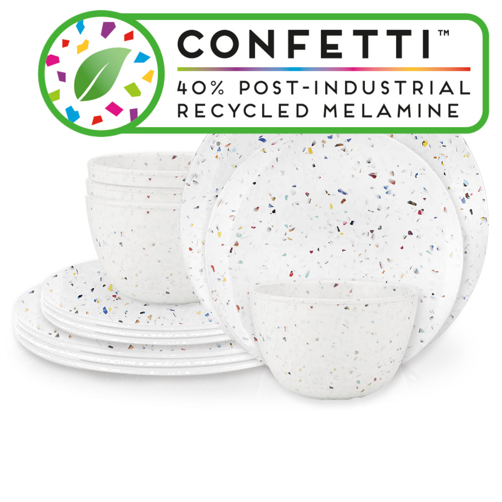 Confetti Dinnerware Set, White, 12-piece set slideshow image 1 Confetti Dinnerware Set, White, 12-piece set slideshow image 1