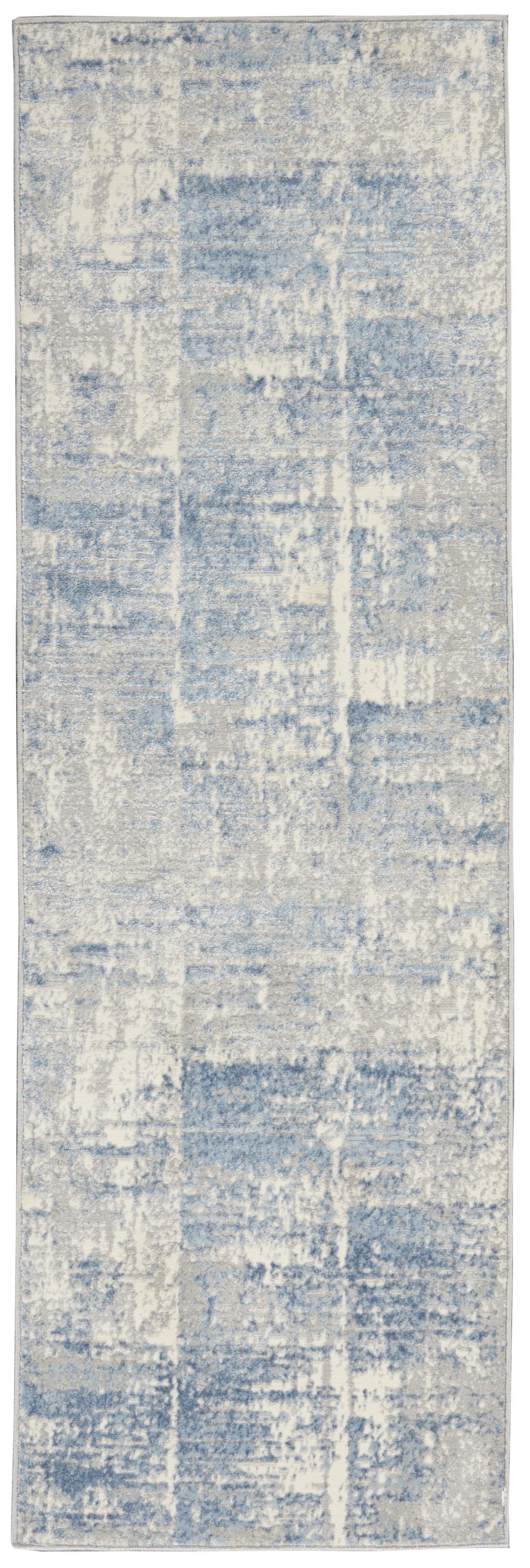 Nourison Solace 2'3" x 7'3" Ivory Grey Blue Modern Indoor Rug