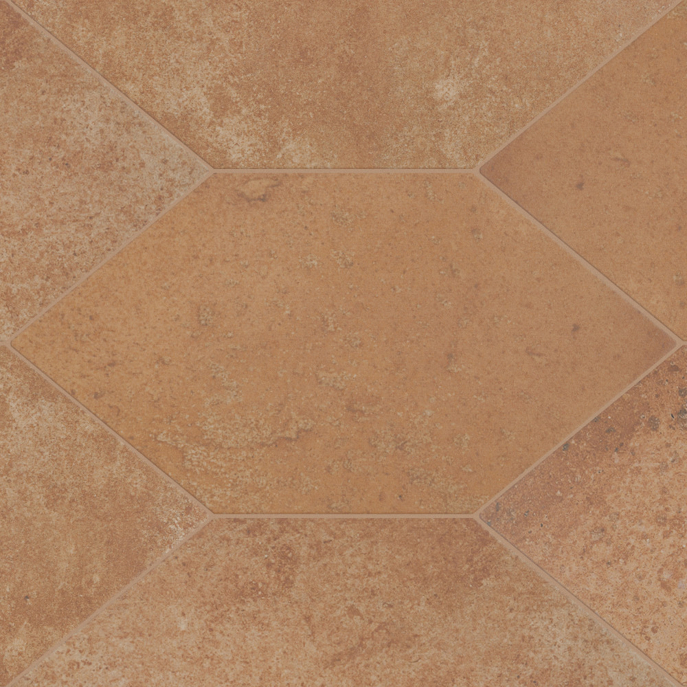 Volterra Kayak Rosso 6.5x12.5 Elongated Hexagon Porcelain Floor and Wall Digital Pattern