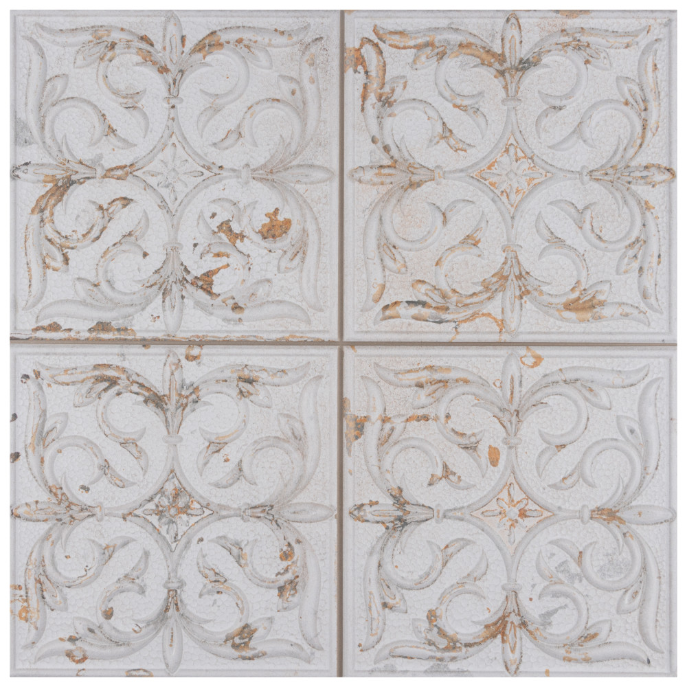 Antigua Lis White 13 in. x 13 in. Porcelain Wall Tile