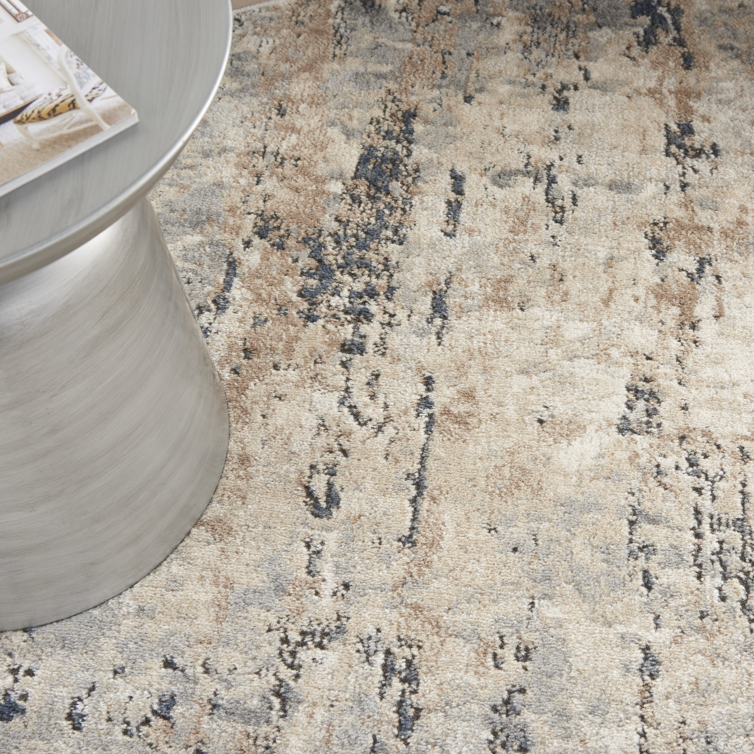 Nourison Quarry 4' x Round Beige Grey Modern Indoor Rug