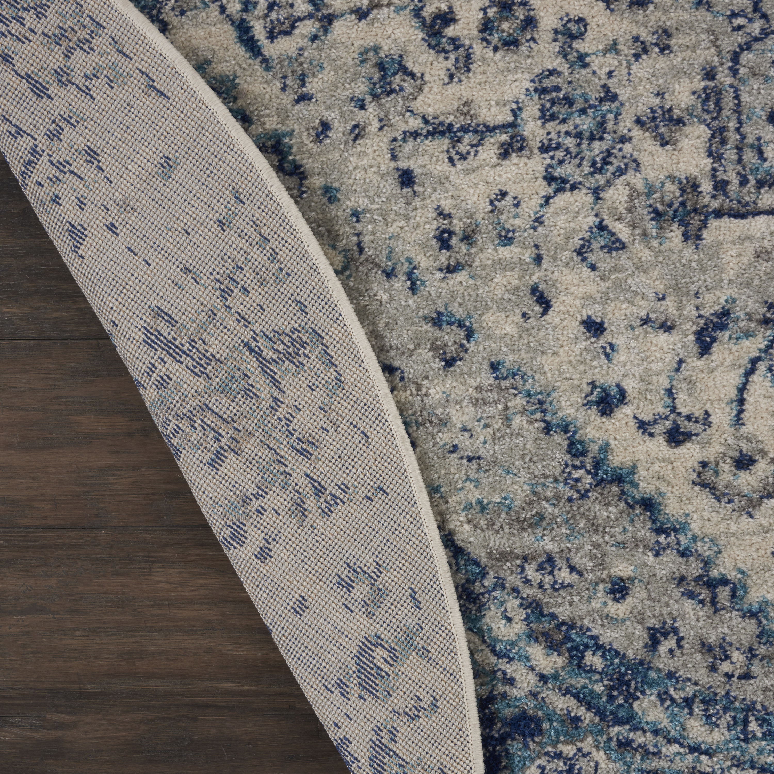 Nourison Tranquil 4' x Round Ivory Light Blue Vintage Indoor Rug