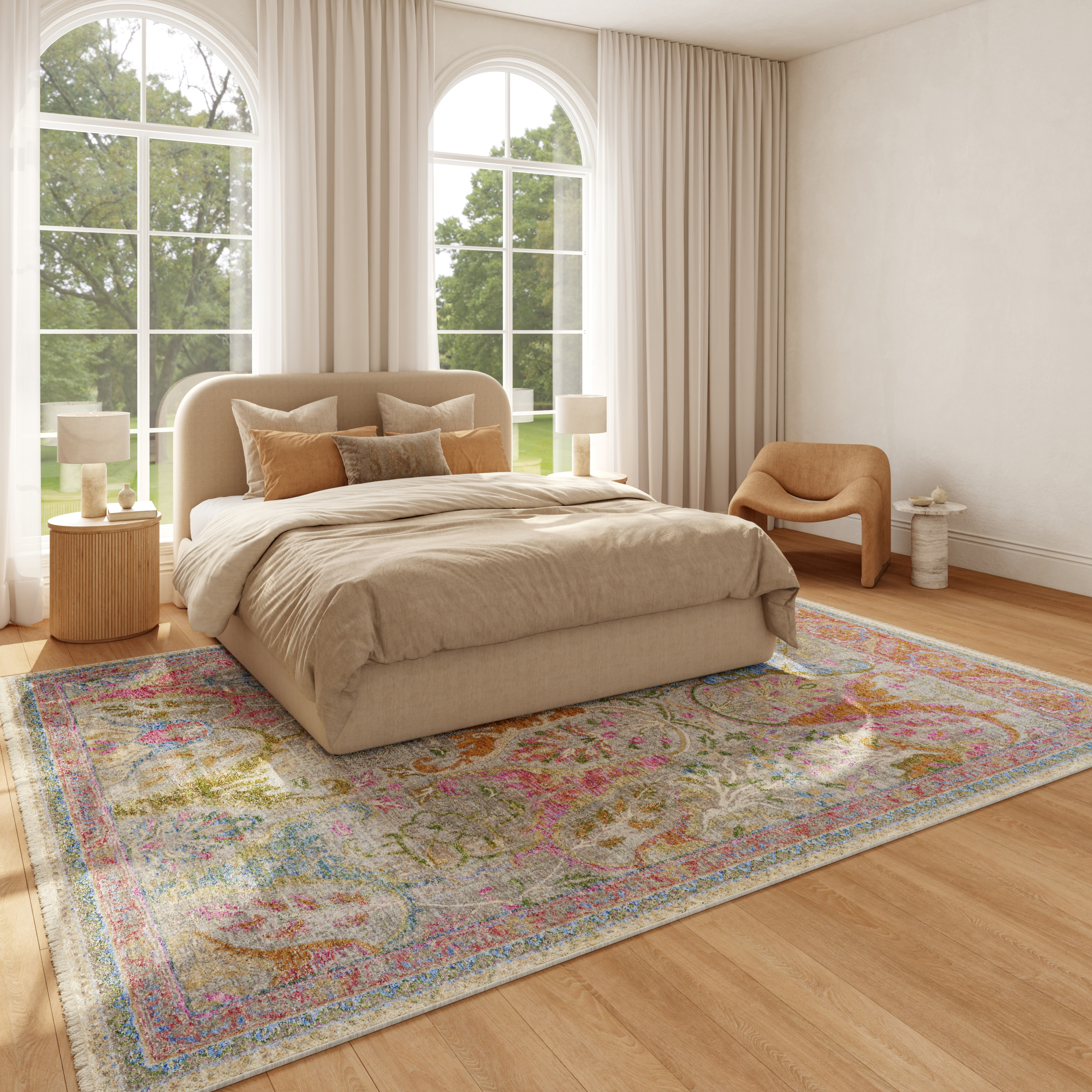 Nourison Vintage Harmony 7'10" x 9'10" Pink Multicolor Bohemian Indoor Rug