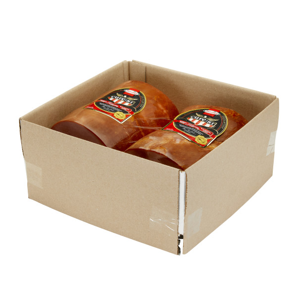 CURE 81(r) Hardwood Smoked Ham with Natural Juices, Endless, 2 pc . C1RM - Front Right Open Case (Hi Res)