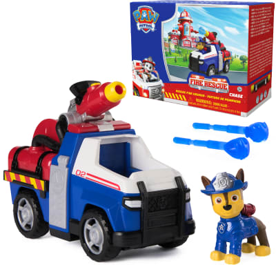 PAW Patrol Fire Rescue: Chase Rescue Fire Cruiser with Action Figure, Projectile Launcher, and Toy Truck, Kids Toys for Boys & Girls Ages 3 and Up