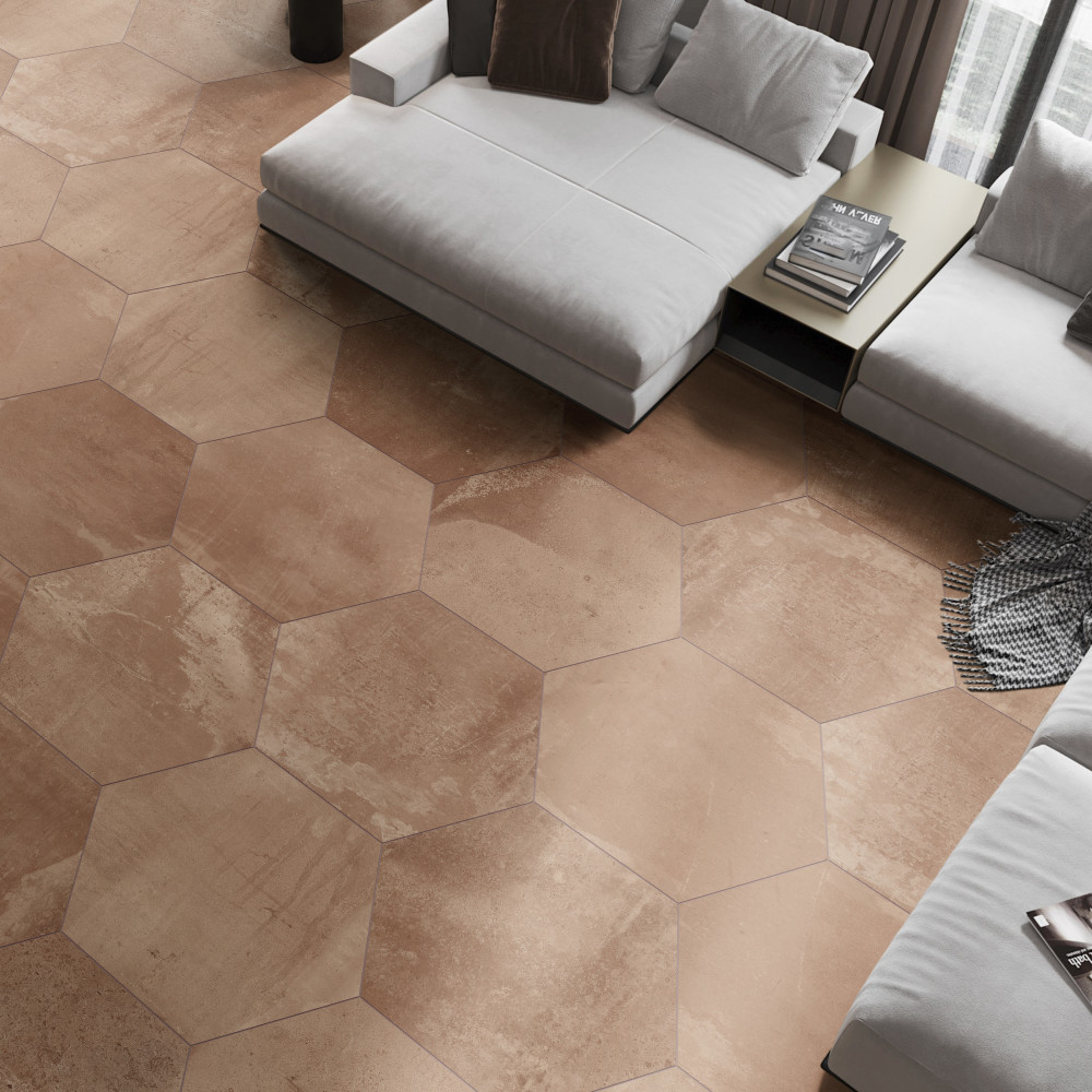 Argillos Hex Terracota 20-1/2 in. x 23-5/8 in. Porcelain Floor and Wall Tile