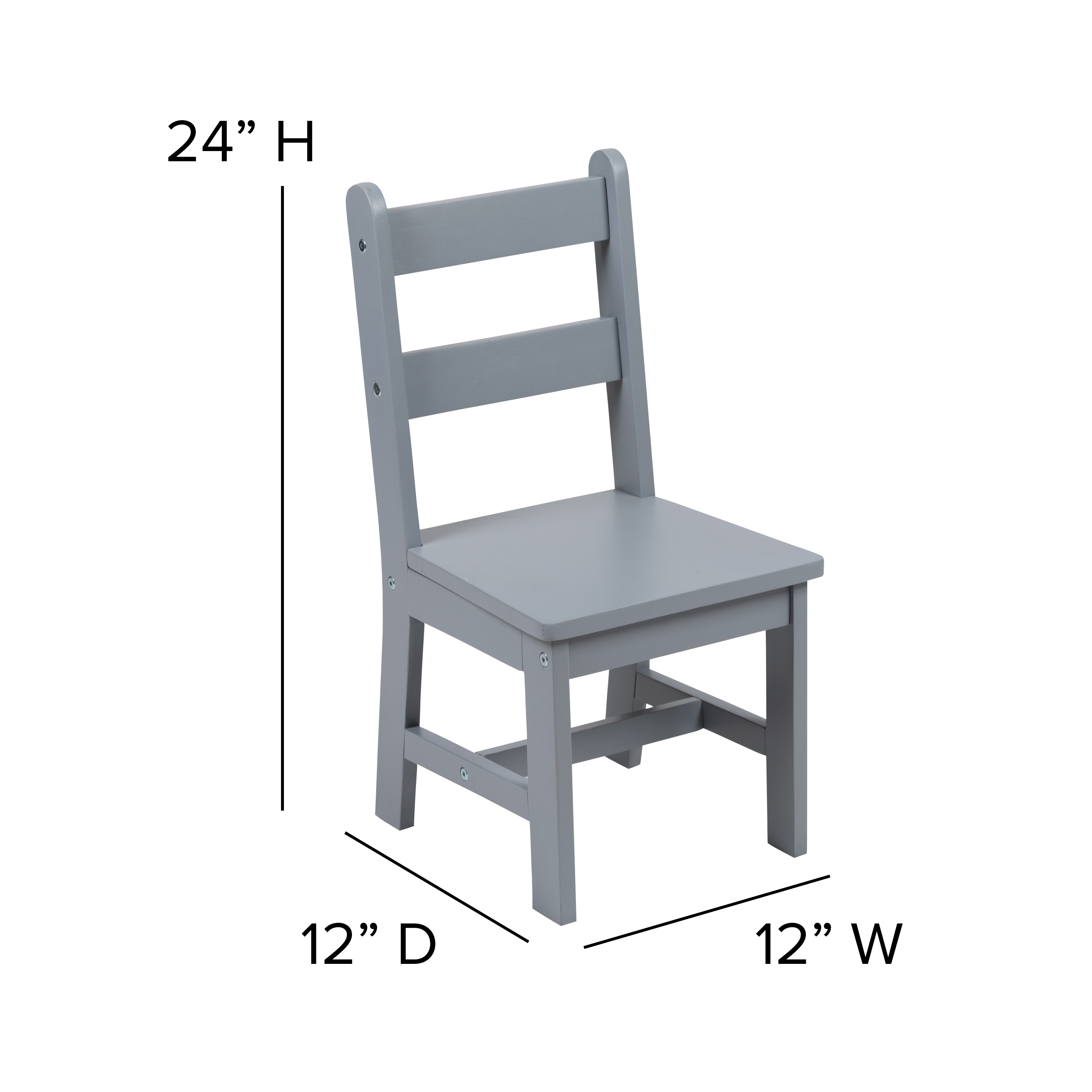 Juego de mesa y silla de madera maciza para niños de 3 piezas para sala de juegos, cocina - blanco - Imagen 18 de 37