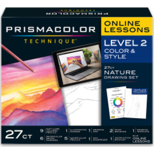 Technique, Art Supplies and Digital Art Lessons, Nature Drawing Set, Level 2, Sunset Landscape Drawing, 27 Count