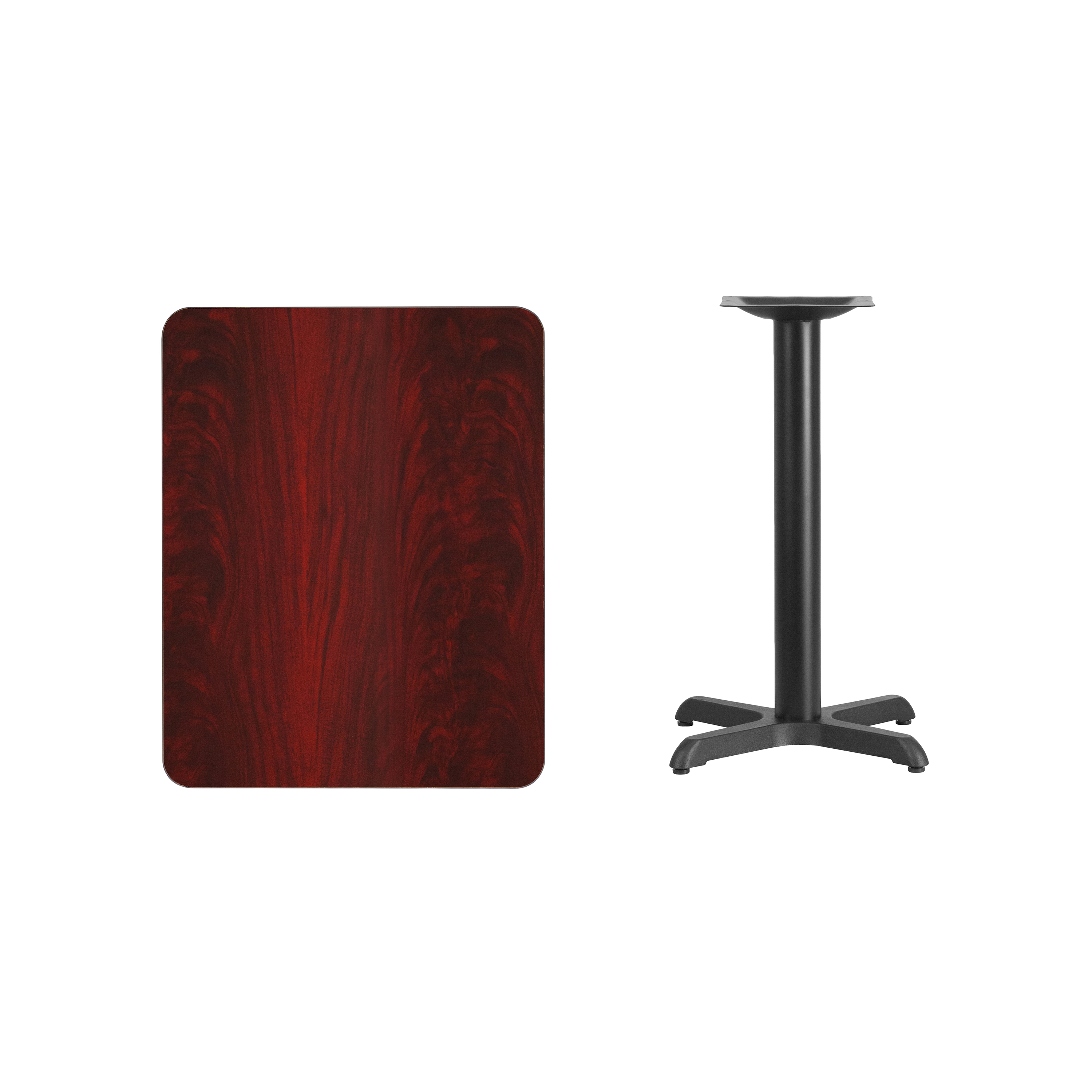 Graniss 24'' x 30'' White Rectangular Laminate Table Top with Black 22 x 22 "... - Picture 9 of 36