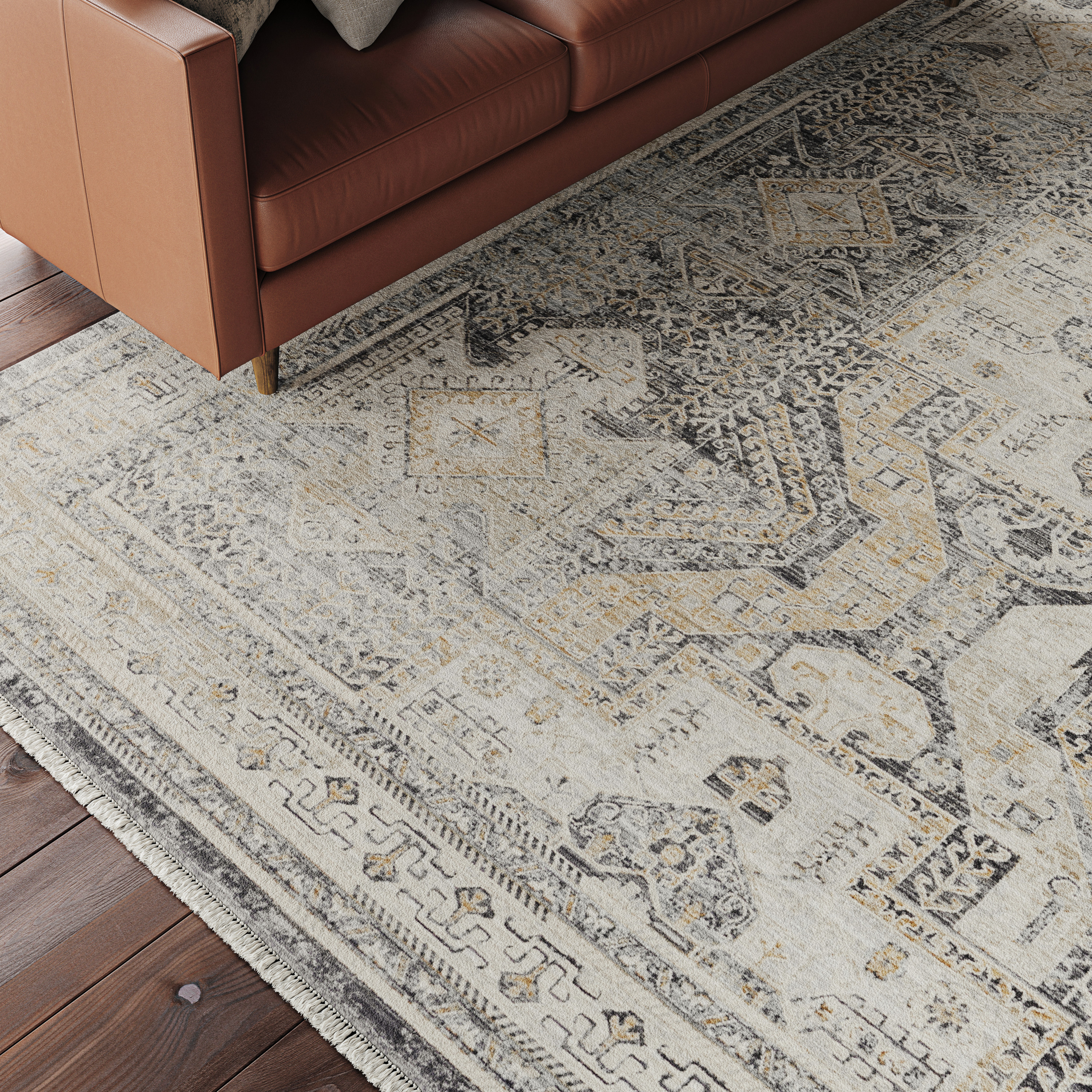 Nourison Lynx 9'10" x 13'6" Ivory Charcoal Vintage Indoor Rug