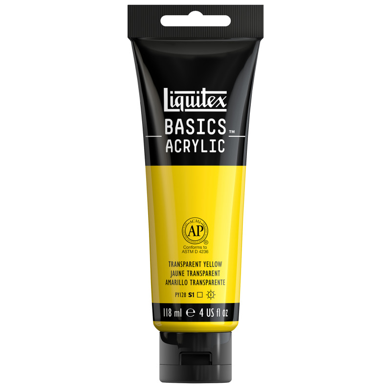 BASICS Acrylic Paint, 118 mL Tube, Transparent Yellow