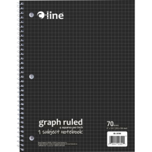 1-Subject Notebook, 4 x 4 Graph Ruled, Black