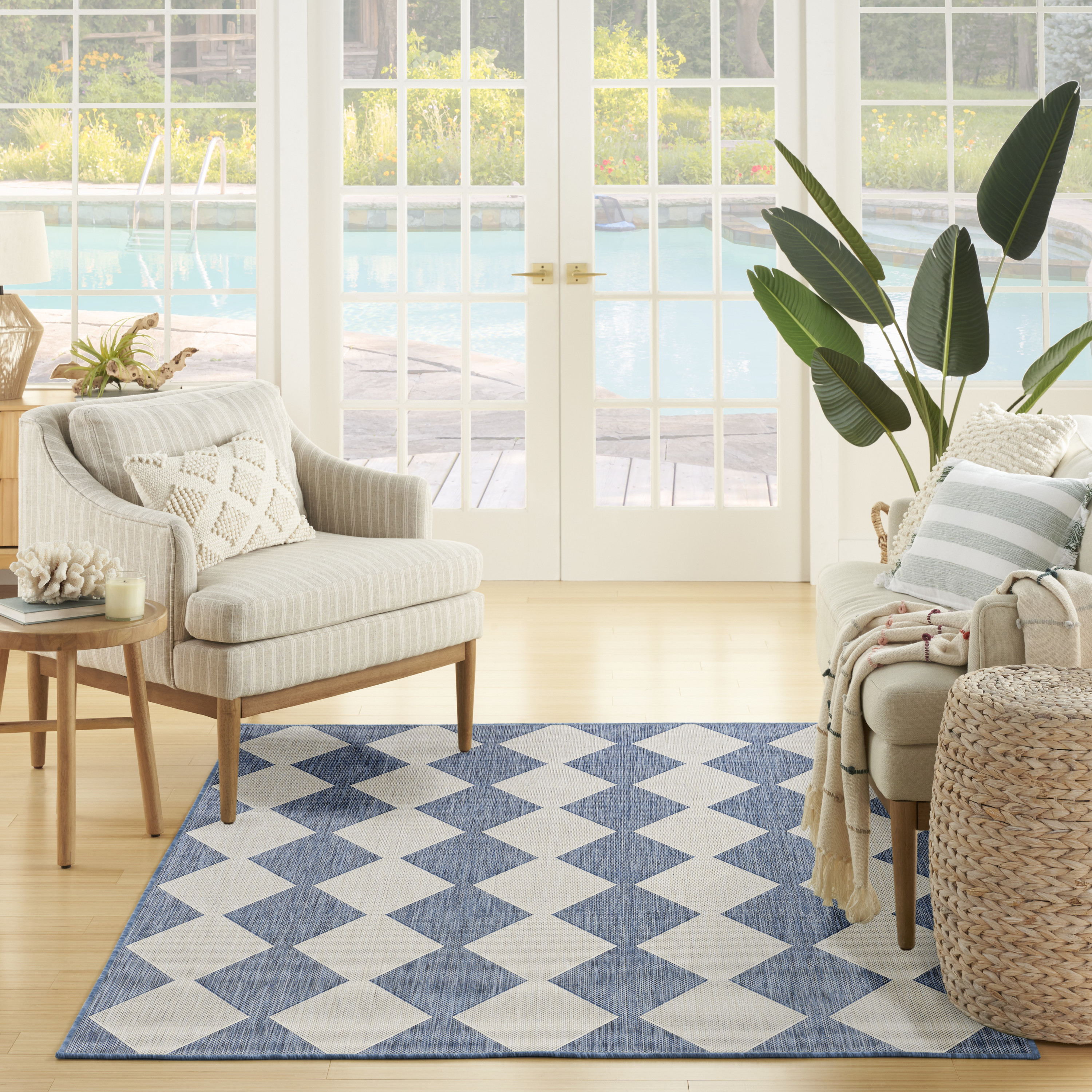 Nourison Positano 4' x 6' Navy Blue Modern Rug