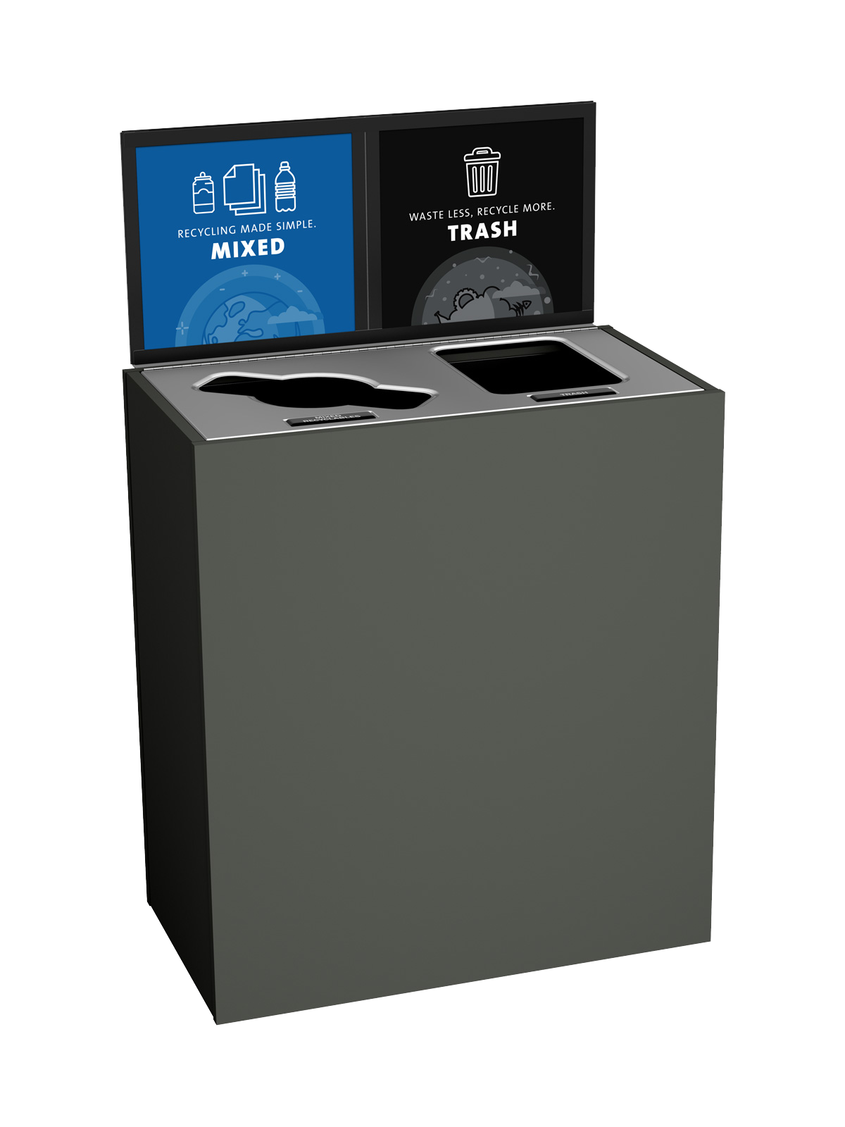 ARISTATA – Double – Kit – Mixed Recyclables-Trash – Mixed-Full – Slate