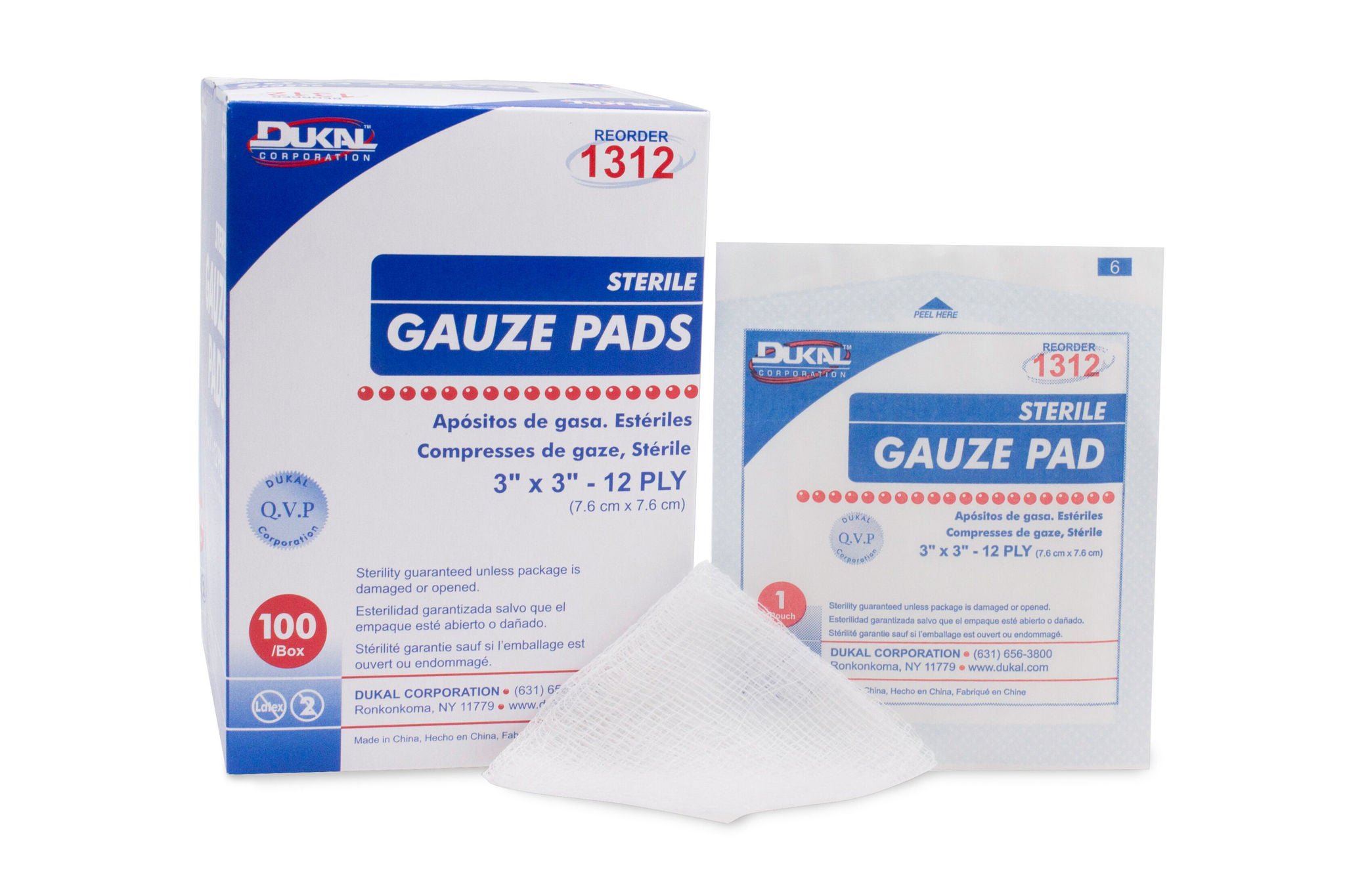 Dukal™ Sterile Gauze Sponge, 3 x 3 Inch, 12-Ply