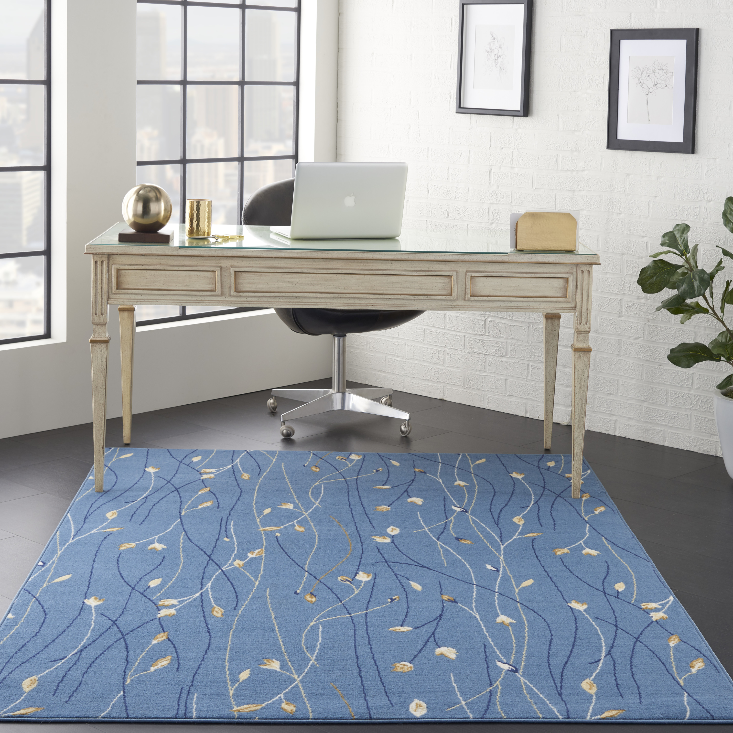 Nourison Grafix 5'3" x 7'3" Light Blue Contemporary Indoor Rug