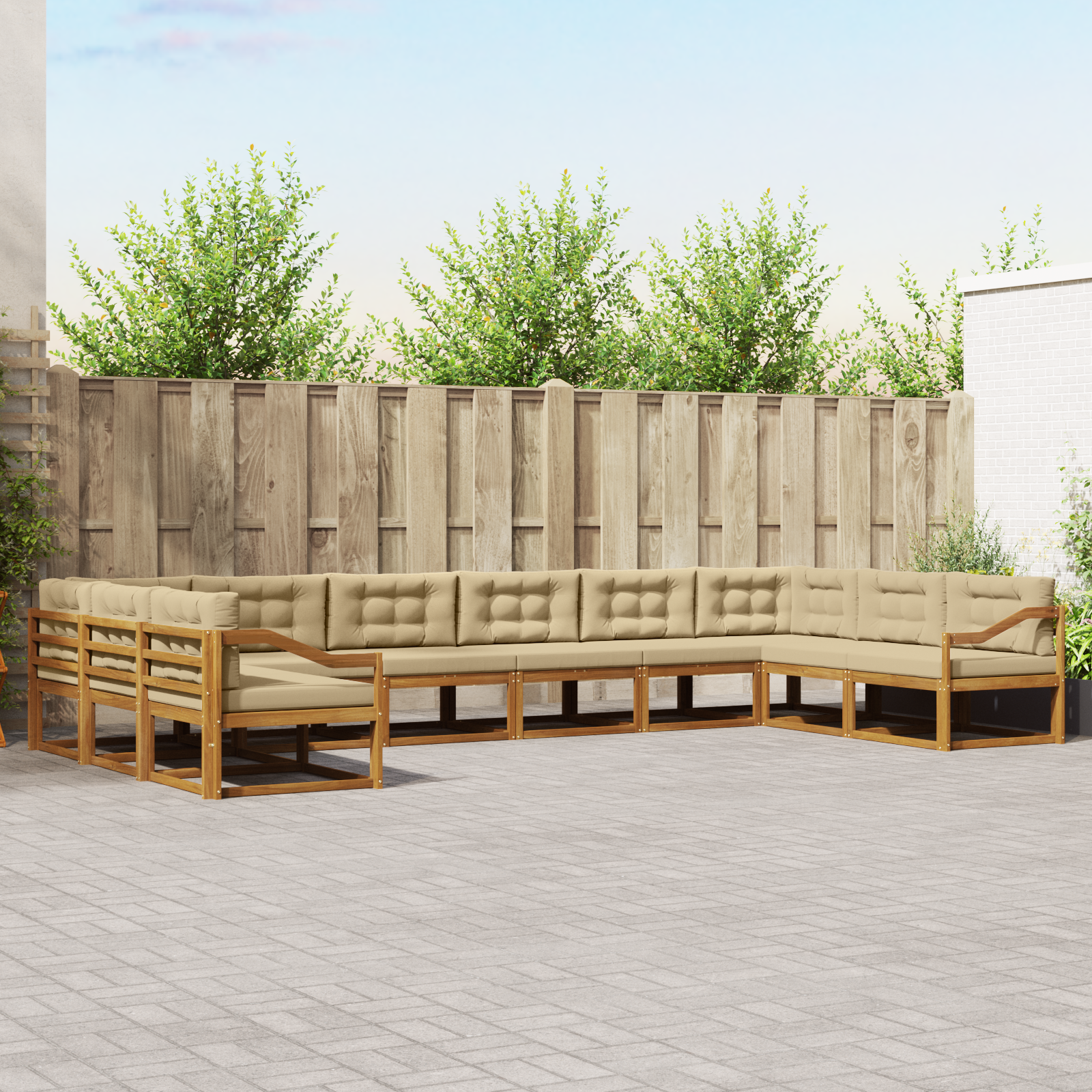 vidaXL Outdoor-Sofagarnitur mit Kissen 10 pcs Natur und Beige – Bild 2