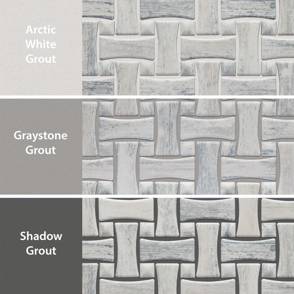 Cassis Dog Bone Basketweave White w/ White Dot 10 in. x 10 in. Porcelain Mosaic Tile