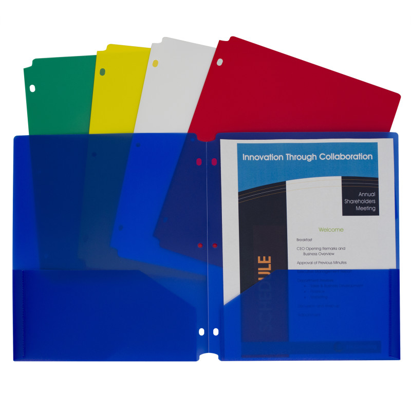 Two-Pocket+Heavyweight+Poly+Portfolio+Folder%2C+3-Hole+Punch%2C+Letter%2C+Asst%2C+10%2Fpk