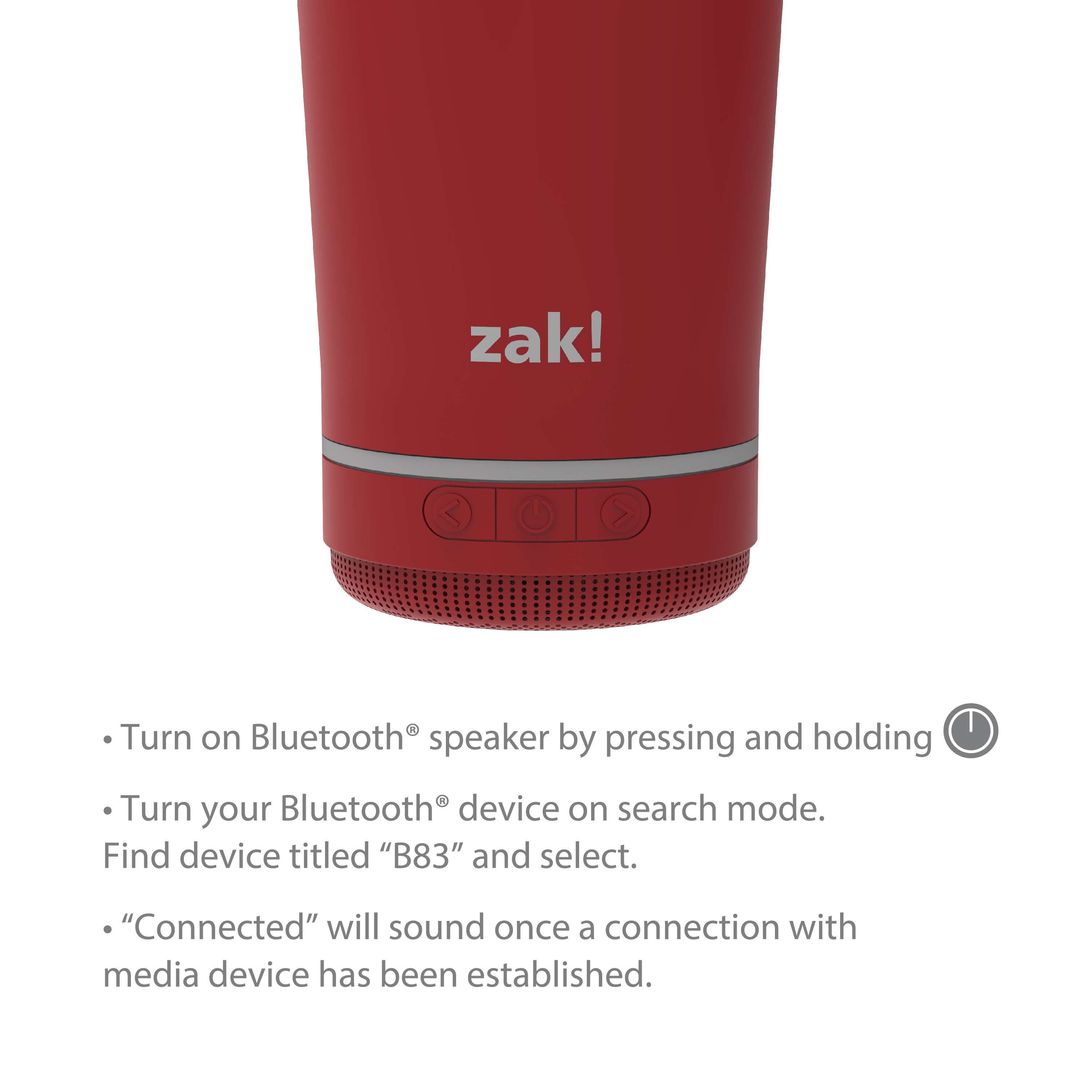 Zak Play 18 ounce Stainless Steel Tumbler with Bluetooth Speaker, Red slideshow image 8 Zak Play 18 ounce Stainless Steel Tumbler with Bluetooth Speaker, Red slideshow image 8