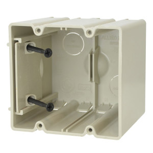 SLIDERBOX® Switch Box, Polyvinyl Chloride, Old/New Work, 2-Gang, 3-9/16 in. D, Internal Stud Screws/Molded-in Speed Klamps