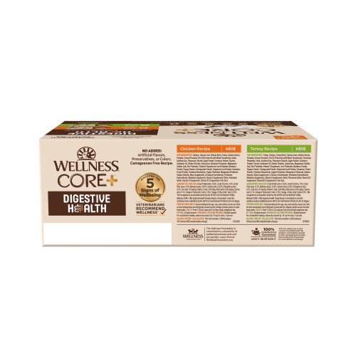 Wellness CORE+ Digestive Health Chicken & Turkey back packaging