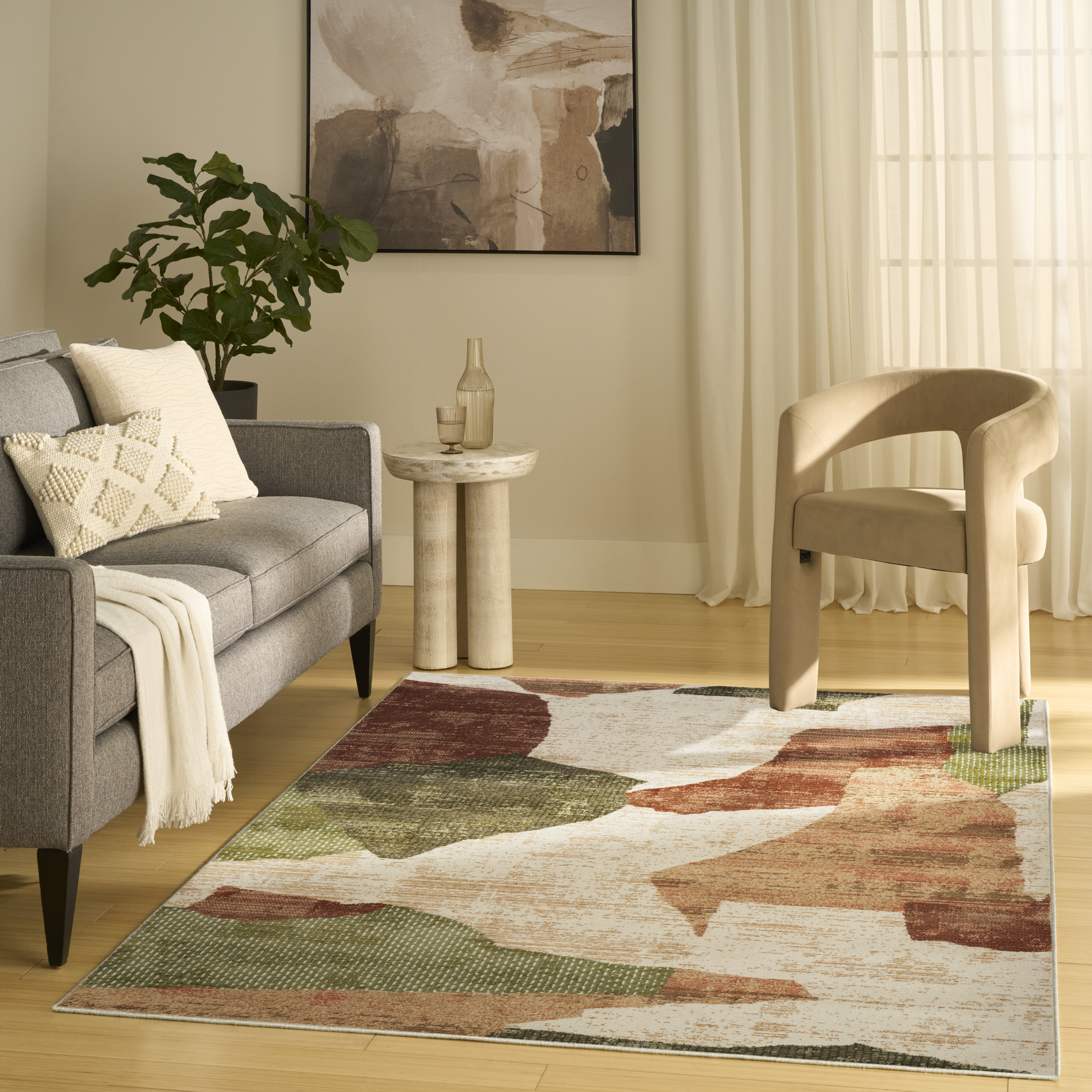 Nourison Nordic 5' x 7' Beige Multi Modern Indoor Rug