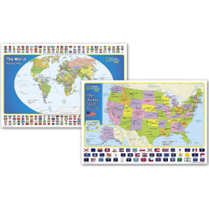 World and United States for Kids, Poster Size, Map Pack Bundle, 36" x 24"
