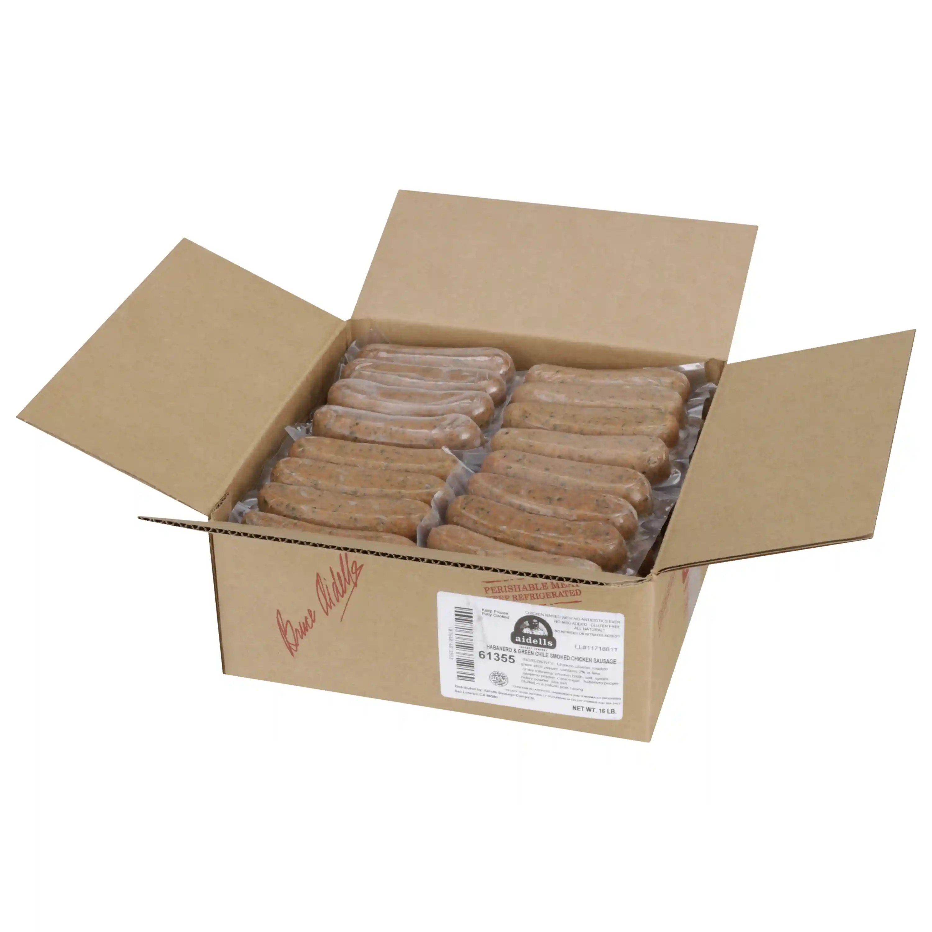 Aidells® Fully Cooked Smoked Habanero and Green Chile Chicken Sausage Links, 16 Lbs, Frozen_image_4