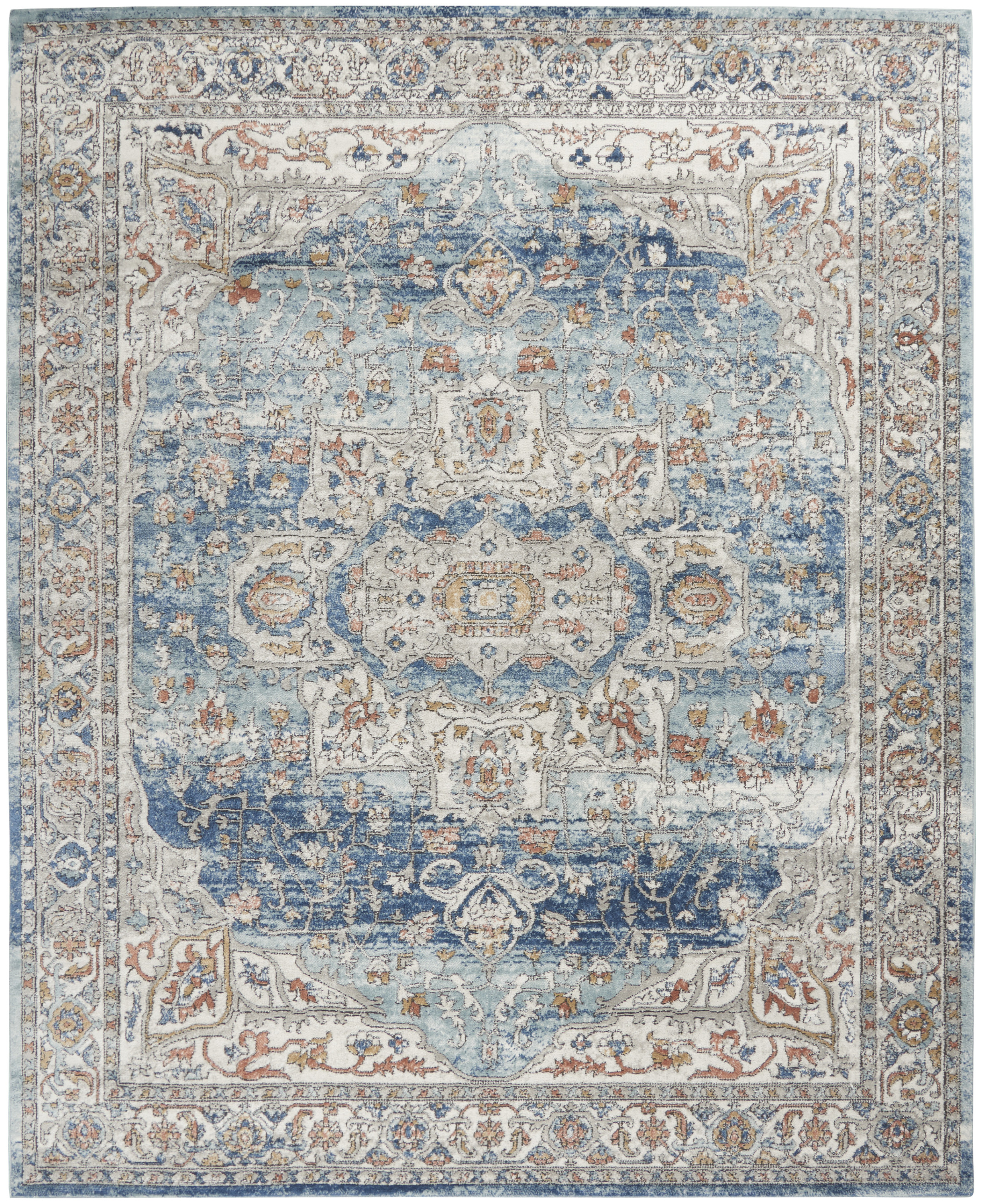 Nourison Quarry 7'10" x 9'10" Ivory Blue Vintage Indoor Rug