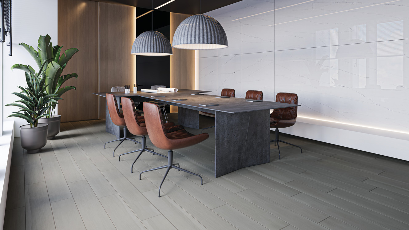 Silverside Ash 7x48 and Quartz Circe 63x126 Slab Polished