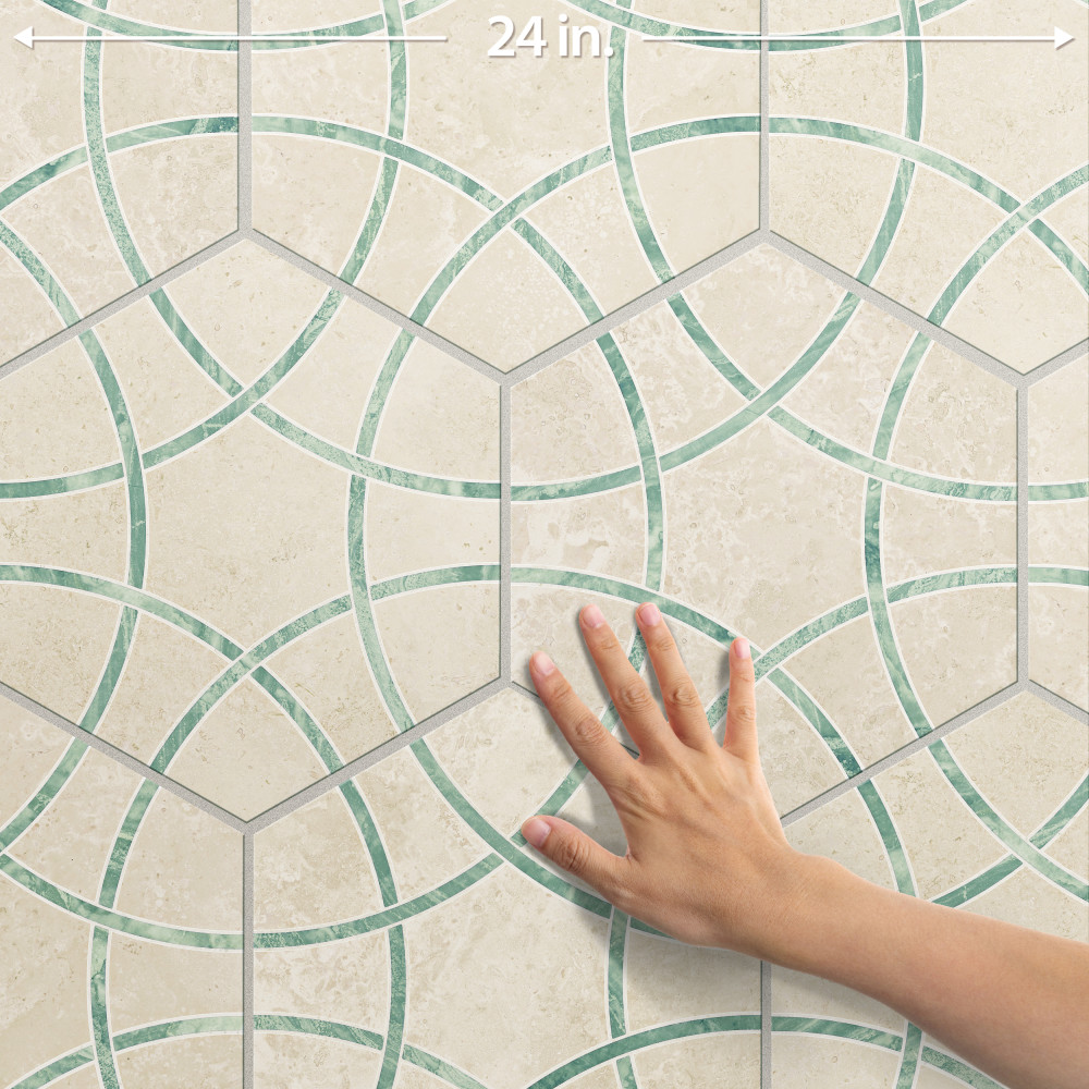 Bari Hex Travertino Jungle 11-1/4 in. x 13 in. Porcelain Floor and Wall Tile