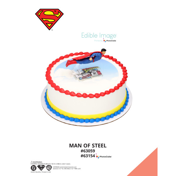 Superman™ Man of Steel The Magic of Cakes® PhotoCake® Enhanced Round Background Page
