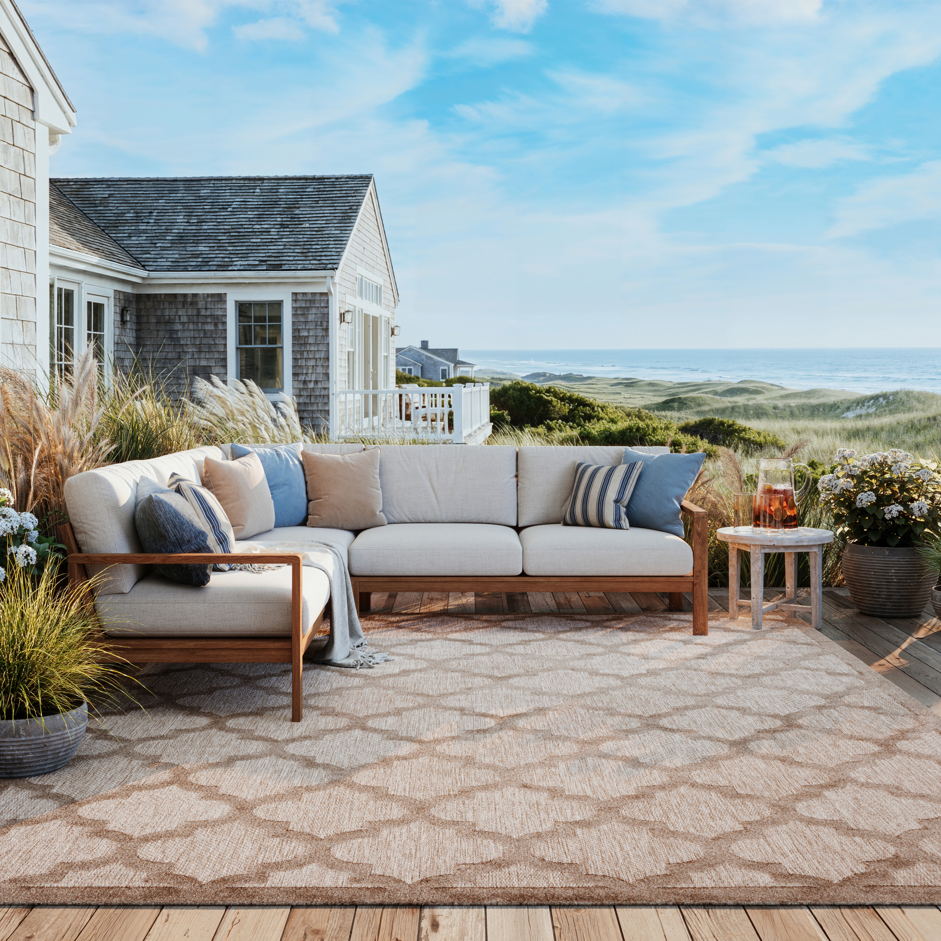 Nourison Easy Care 7' x 10' Natural Beige Modern Rug