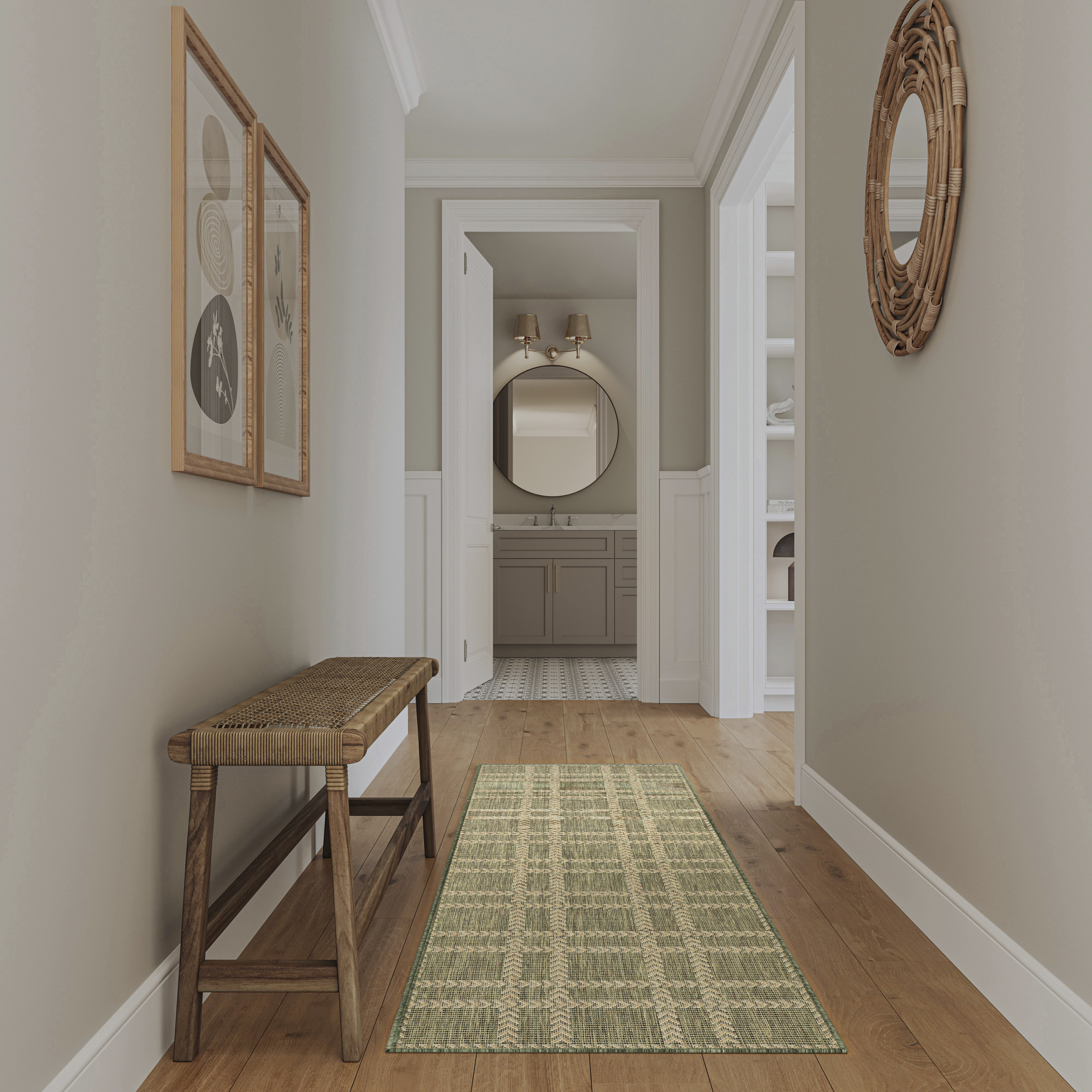 Nourison Horizon Indoor/Outdoor 2'2" x 8' Green Modern Rug