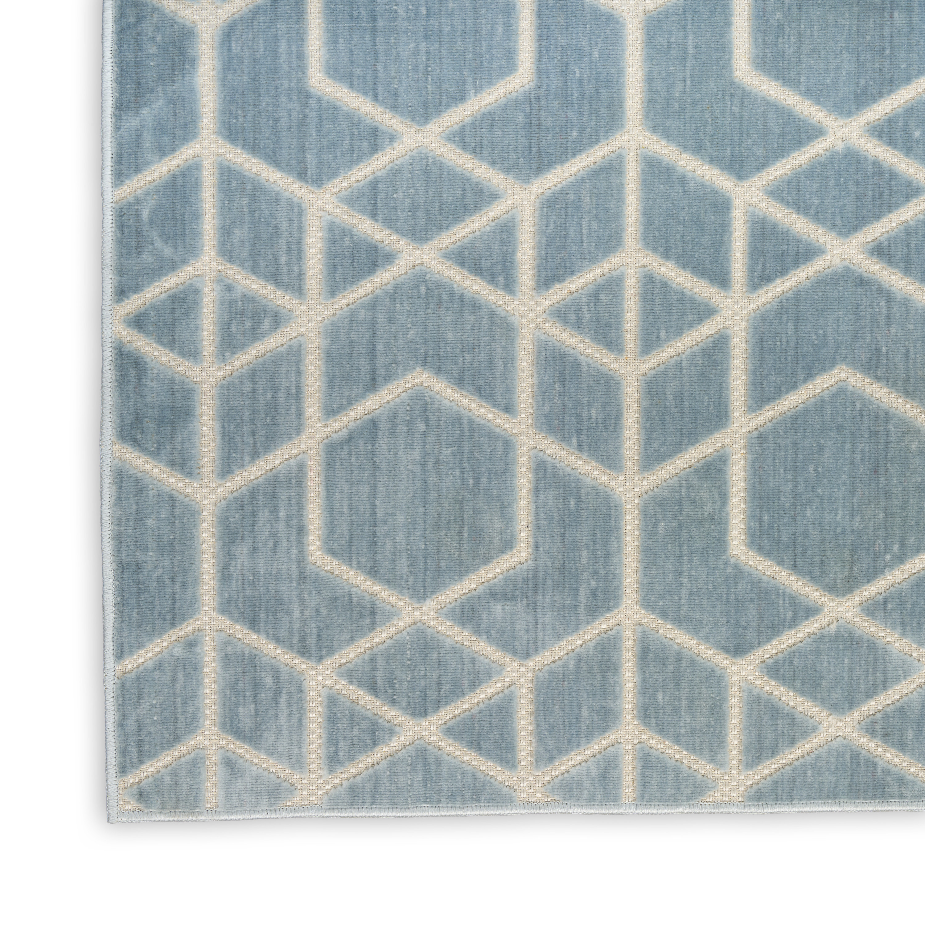 Nourison Washable Charm 3' x 5' Blue Ivory Modern Indoor Rug