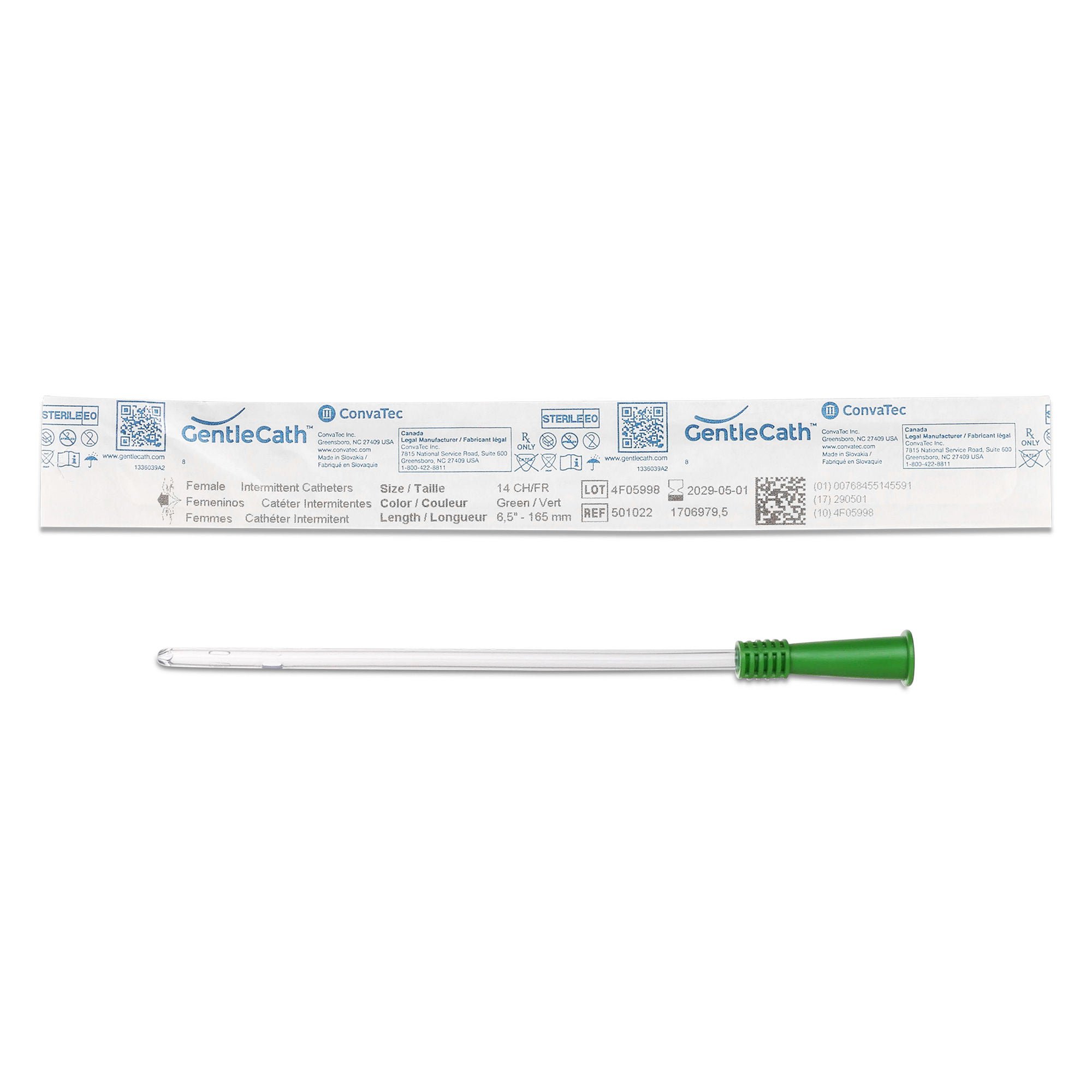 GentleCath™ Urethral Catheter, 14 Fr., Female, Straight